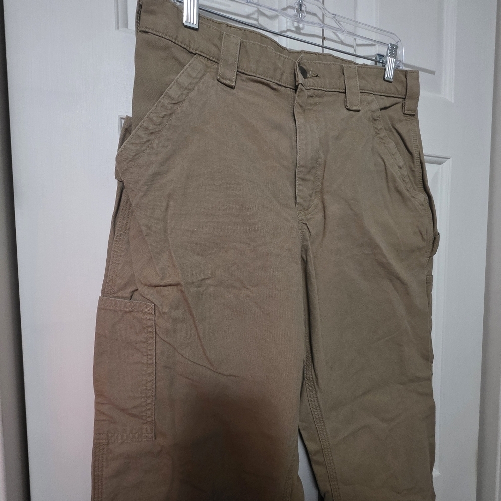 Carhartt Carpenter Dungaree Khaki Brown Workwear Pants Size 32/32 - Picture 2 of 9